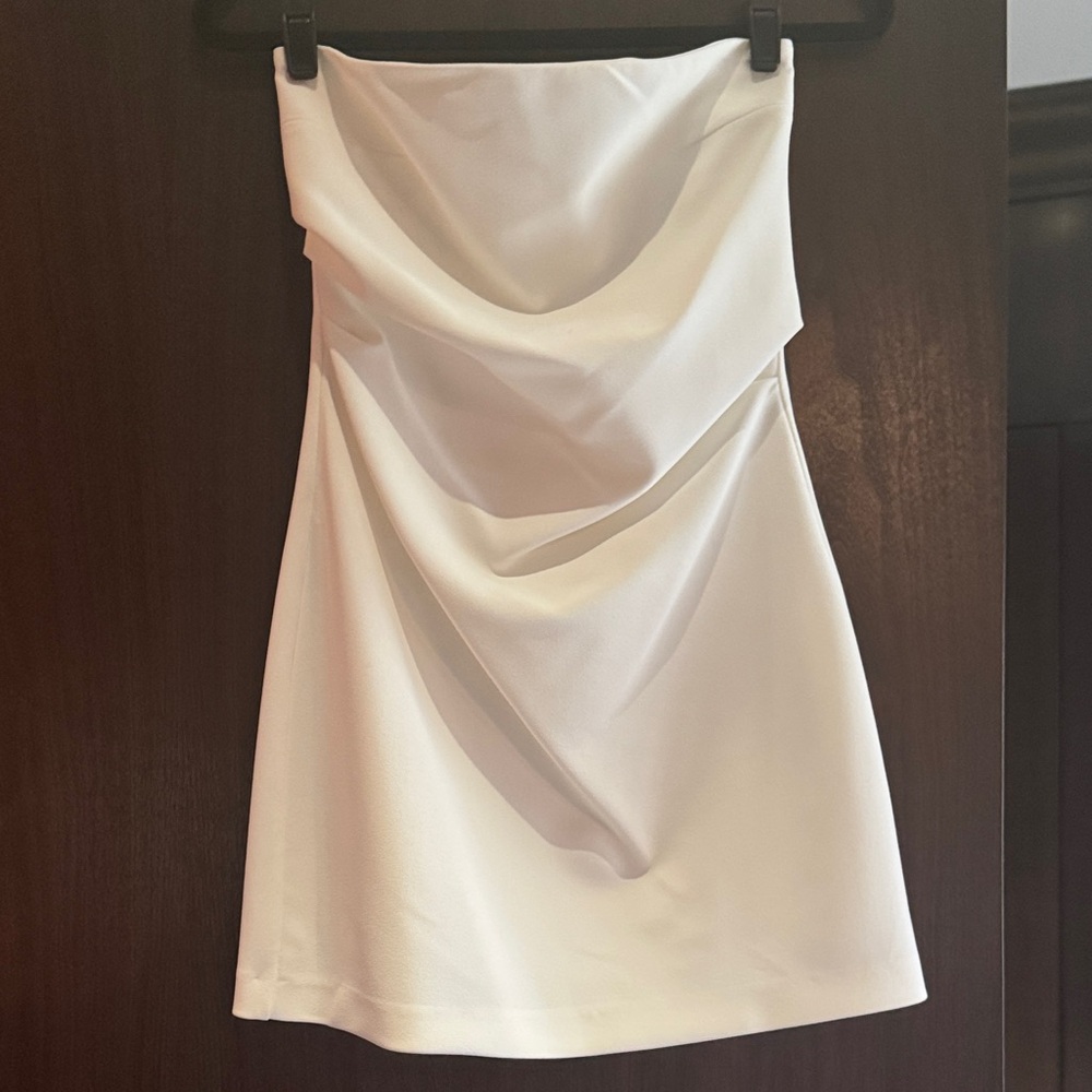 Zara Strapless Draped Mini Dress in White